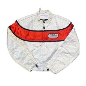 Vintage Harley Davidson Cropped Moto Racer Jacket | Size: S